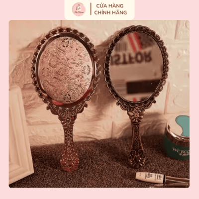 Gương hoa văn cổ điển cầm tay công chúa - Hình ảnh 3