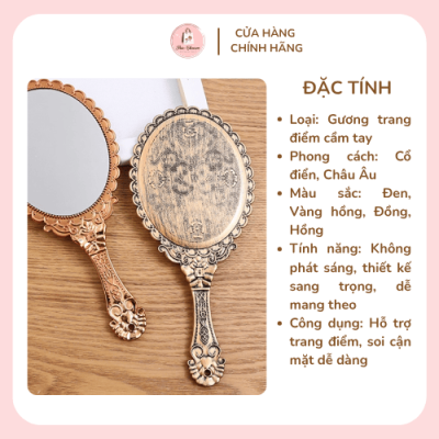 Gương hoa văn cổ điển cầm tay công chúa - Hình ảnh 5