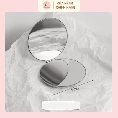 Gương trang điểm cầm tay inox sang trọng hình tròn