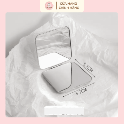 Gương trang điểm cầm tay inox sang trọng hình vuông