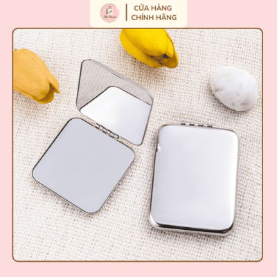 Gương trang điểm cầm tay inox sang trọngg