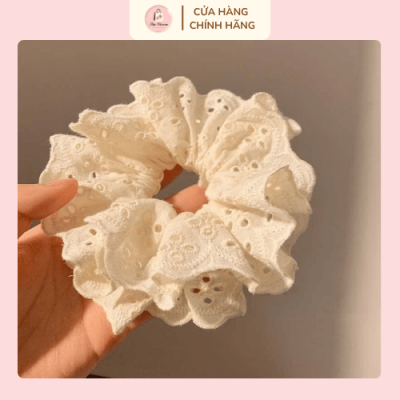 dây buộc tóc scrunchies ren thiết kế 2 lớp kiểu Hàn Quốc