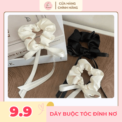 Dây buộc tóc lụa đính kèm nơ ruy băng