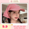 Mũ lưỡi trai kèm khăn trùm họa tiết caro phong cách Hàn Quốc