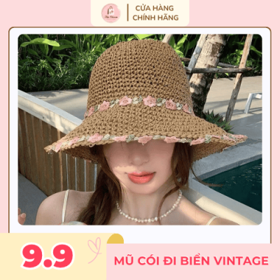Mũ thời trang phối họa tiết hoa vành nhỏ phong cách tiểu thư