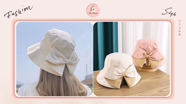 Mũ vải có nơ thắt phía sau mũ vải đẹp cho nữ chuẩn gu fashionista hiện đại
