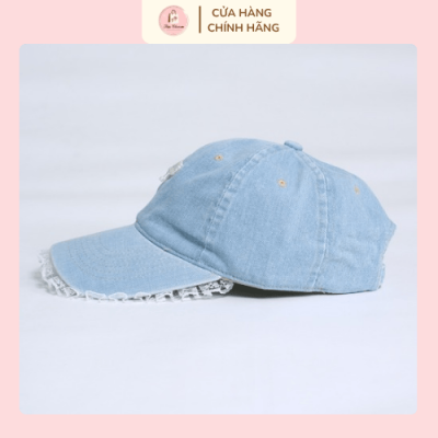 Mũ lưỡi trai denim nơ trắng phong cách tiểu thư Hàn Quốc