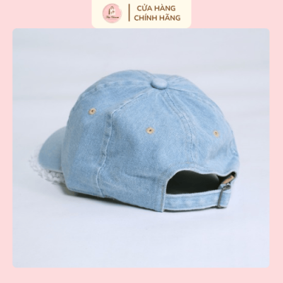 Mũ lưỡi trai denim nơ trắng phong cách tiểu thư Hàn Quốc