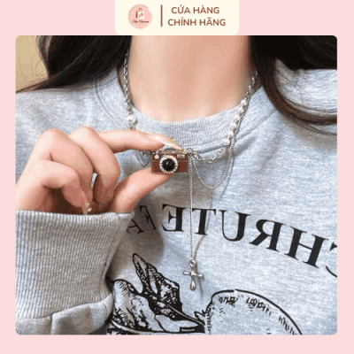 Vòng cổ máy ảnh màu nâu cổ điển