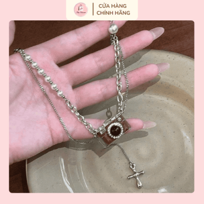 Vòng cổ máy ảnh màu nâu cổ điển