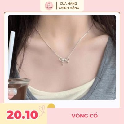 Vòng cổ nơ đôi lấp lánh với màu trắng sang trọng