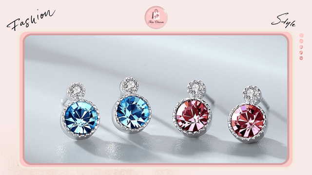 Bông tai bạc nữ trái tim biển đính đá Swarovski cao cấp