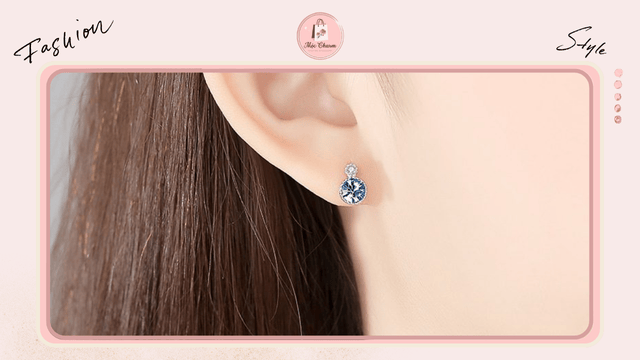 Bông tai bạc nữ trái tim biển đính đá Swarovski cao cấp