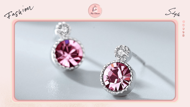 Bông tai bạc nữ trái tim biển đính đá Swarovski cao cấp