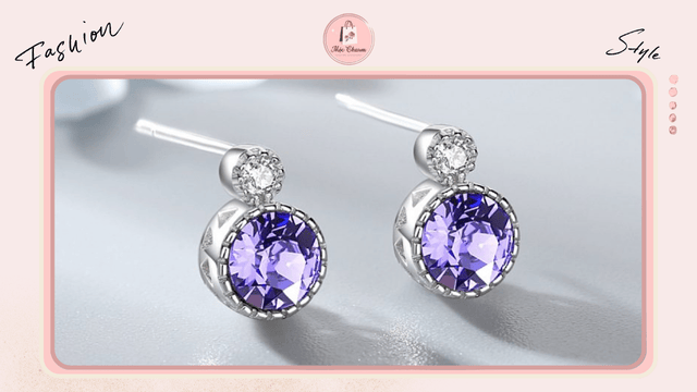 Bông tai bạc nữ trái tim biển đính đá Swarovski cao cấp