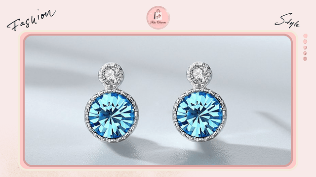 Bông tai bạc nữ trái tim biển đính đá Swarovski cao cấp