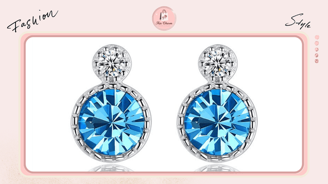 Bông tai bạc nữ trái tim biển đính đá Swarovski cao cấp