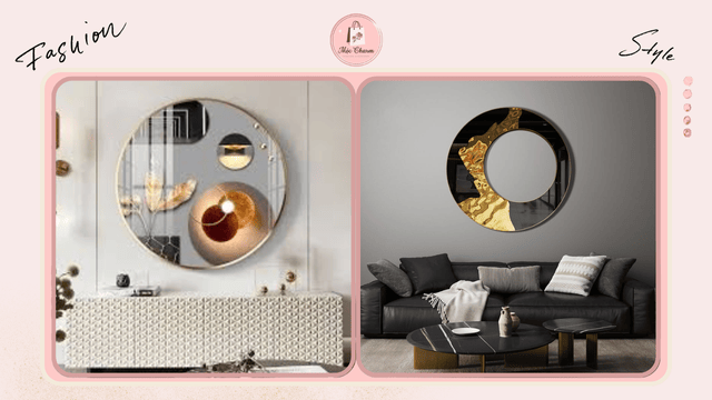 Gương decor kết hợp tranh và đèn treo tạo điểm nhấn nghệ thuật
