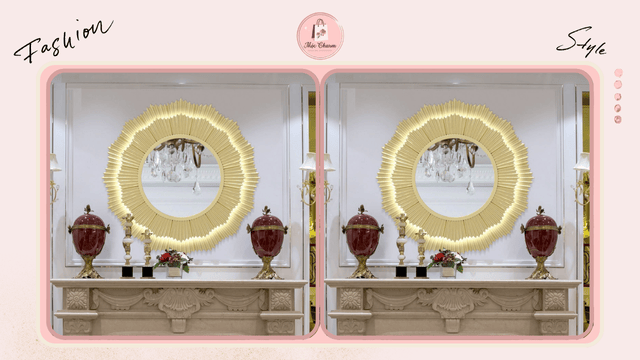 Gương decor khung ánh vàng làm điểm nhấn nổi bật