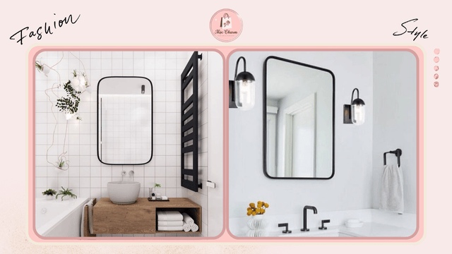 Gương treo tường hình chữ nhật lắp trên lavabo, khung kim loại chống gỉ