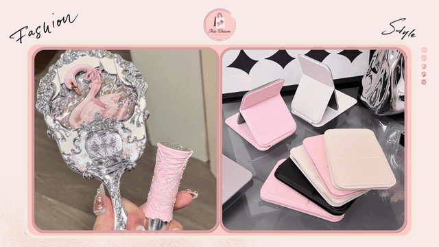 Hình ảnh gương cầm tay hiện đại, thiết kế nhỏ gọn, dễ cất giữ