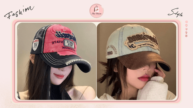 Mũ lưỡi trai denim phối màu