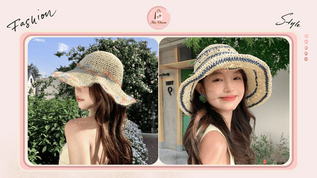 Mũ cói đi biển với street style đời thường