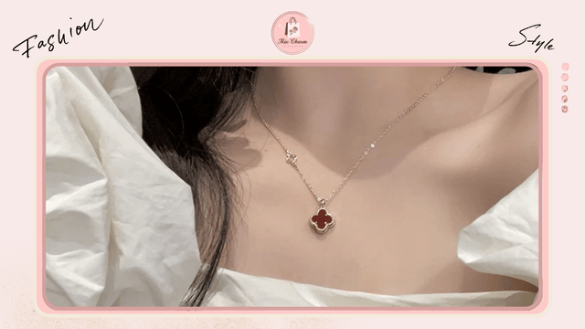 Vòng cổ cỏ 4 lá đính đá lấp lánh