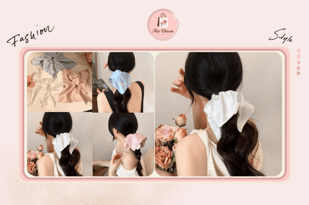 Cô gái buộc tóc bằng scrunchies sang trọng