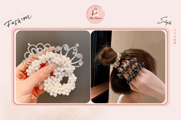 Dây buộc tóc đính đá, ngọc trai