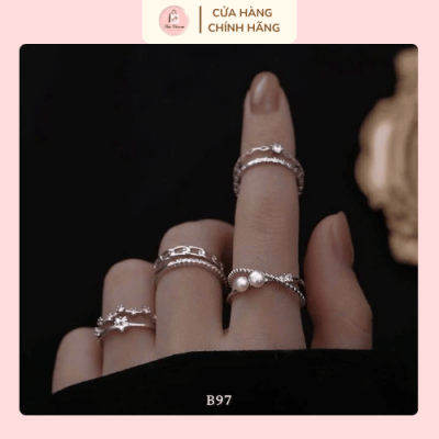 nhẫn xoắn bạc phong cách hàn quốc